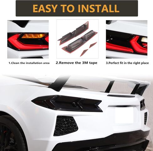 Sekhyna Car Tail Light Smoked Black Protection Cover Trim ABS 4PCS Compatible with Chevrolet Corvette C8 Stingray 2020-2023 Taillight Shell Cover Trim Accessories in Saudi Arabia