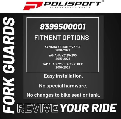 Polisport Fork Guards for Yamaha YZ250F/YZ450F 16-21, YZ125/250 15-21, YZ250FX/YZ450FX 16-21 | Durable Polypropylene, OEM Fit, White, Enduro Fork Protection in Saudi Arabia