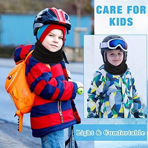 Janmercy 3 Pieces Kids Neck Warmer Winter Fleece Neck Gaiter Windproof Face Mask Cover Ski Tube Scarf for Boys Girls(Dark) in Saudi Arabia