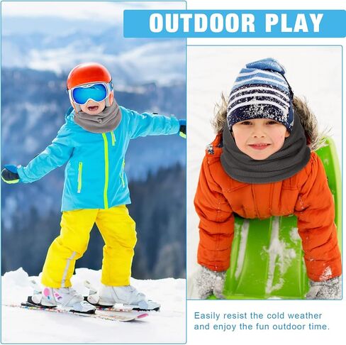 Janmercy 3 Pieces Kids Neck Warmer Winter Fleece Neck Gaiter Windproof Face Mask Cover Ski Tube Scarf for Boys Girls(Dark) in Saudi Arabia