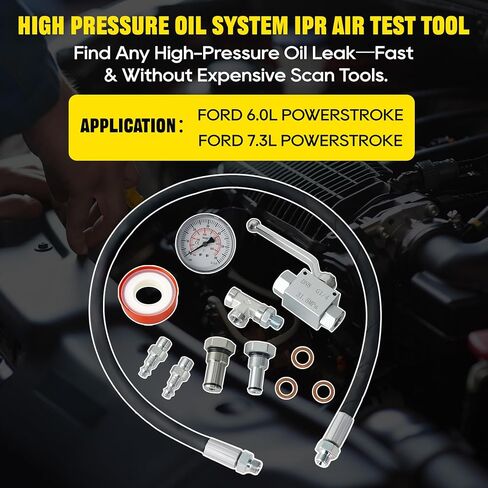 جهاز اختبار نظام الزيت عالي الضغط 6.0، مجموعة أدوات اختبار الهواء IPR الخاصة المتوافقة مع Ford 6.0L - 7.3L Powerstroke Diesel، أداة تشخيصية احترافية طقم اختبار ضغط الزيت عالي الضغط مع مقياس in Kuwait