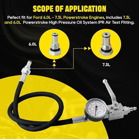 جهاز اختبار نظام الزيت عالي الضغط 6.0، مجموعة أدوات اختبار الهواء IPR الخاصة المتوافقة مع Ford 6.0L - 7.3L Powerstroke Diesel، أداة تشخيصية احترافية طقم اختبار ضغط الزيت عالي الضغط مع مقياس in Kuwait