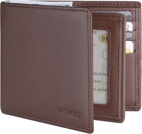 Mens Wallet - Genuine Leather Bifold RFID Blocking Slim Front Pocket Large Capacity with 10 Card Slots, 2 ID Windows & 2 Cash Pockets - Heavy Duty Stitched Gift for Men (Black) in Saudi Arabia