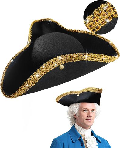 Pirate Colonial Tricorn Hat - Sturdy Box Packaging - Revolutionary War George Washington Founding Father Costume in Saudi Arabia