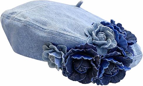Fashion Women's Denim Beret - French Artist-Style Adjustable Beret, Casual Sun hat for Women, Comfortable fit, Suitable for Outdoor and Stylish Outfits in Saudi Arabia