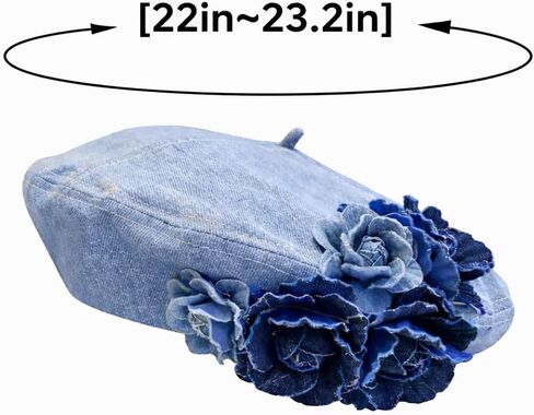 Fashion Women's Denim Beret - French Artist-Style Adjustable Beret, Casual Sun hat for Women, Comfortable fit, Suitable for Outdoor and Stylish Outfits in Saudi Arabia