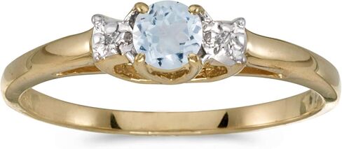 10k Yellow Gold Round Aquamarine And Diamond Ring in Saudi Arabia