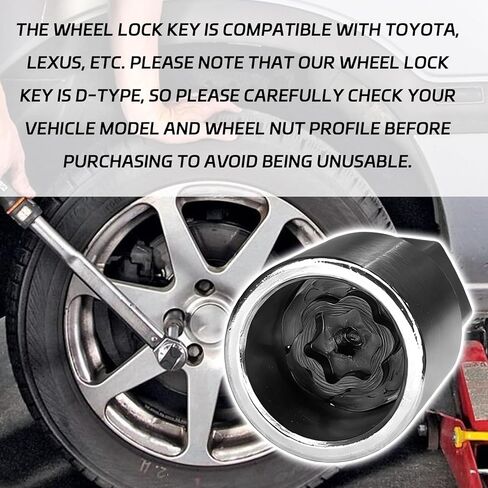 Wheel Lock Key Lug Nut Key, Professional Anti-Theft Locking Lug Nut Removal Tool Key for Toyota Lexus Camry Corolla Wheel Locks Lug Nuts Installation & Removal, D-Wheel Nut Removal Socket in Saudi Arabia