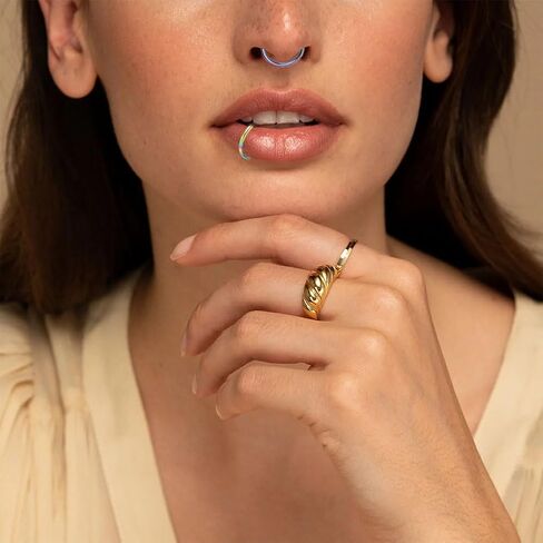 30PCS Non Piercing Lip Ring, Fake Nose Ring Clip On, Stainless Steel Faux Lip Ring Jewelry for Women, Men in Saudi Arabia