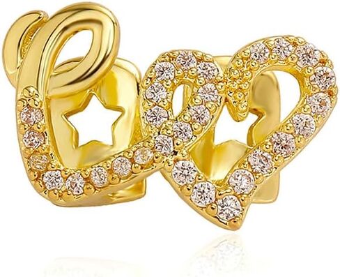 NIIIYTYB Gold Teeth Grillz للنساء شوايات الفم والشوايات الجوف خارج القلب غطاء الأسنان مخصص الذهب شواء التبعي للرجال والنساء الهيب هوب مجوهرات ملابس الحفلات in Kuwait
