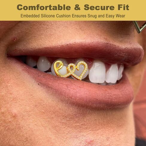 NIIIYTYB Gold Teeth Grillz للنساء شوايات الفم والشوايات الجوف خارج القلب غطاء الأسنان مخصص الذهب شواء التبعي للرجال والنساء الهيب هوب مجوهرات ملابس الحفلات in Kuwait