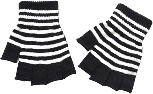 Knitted Gloves Winter Half Finger Mittens Stretchy Color Matching Gloves for Teens Christmas Presents Cyclin in Kuwait