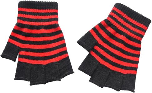 Knitted Gloves Winter Half Finger Mittens Stretchy Color Matching Gloves for Teens Christmas Presents Cyclin in Saudi Arabia
