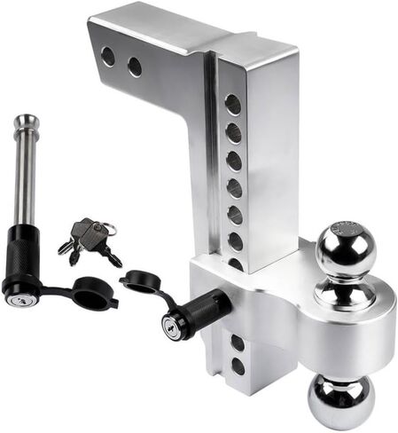 Adjustable Trailer Hitch Ball Mount for 2.5 Inch Receiver 10 Inch Drop Rise 18500LBS 2 Inch and 2-5/16 Inch Balls Silver in Saudi Arabia