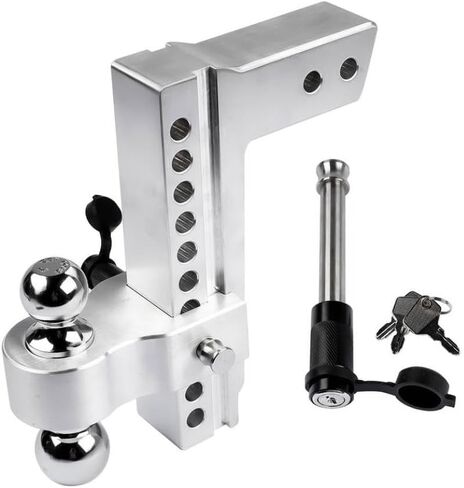 Adjustable Trailer Hitch Ball Mount for 2.5 Inch Receiver 10 Inch Drop Rise 18500LBS 2 Inch and 2-5/16 Inch Balls Silver in Saudi Arabia