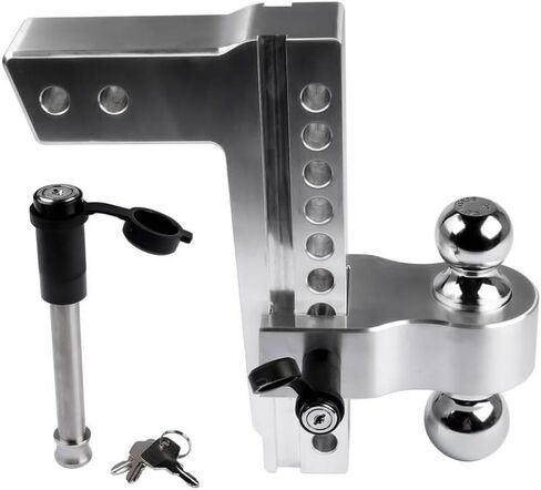 Adjustable Trailer Hitch Ball Mount for 2.5 Inch Receiver 10 Inch Drop Rise 18500LBS 2 Inch and 2-5/16 Inch Balls Silver in Saudi Arabia