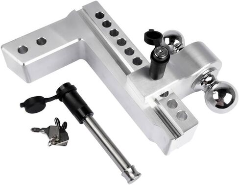 Adjustable Trailer Hitch Ball Mount for 2.5 Inch Receiver 10 Inch Drop Rise 18500LBS 2 Inch and 2-5/16 Inch Balls Silver in Saudi Arabia