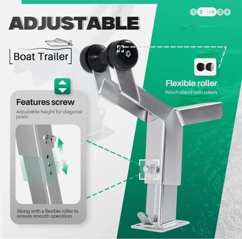 Adjustable Short Nose Boat Trailer Winch Stand with Roller Universal Galvanized in Saudi Arabia
