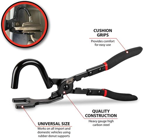 Performance Tool W80687 Exhaust Hanger Pliers - Cushion Grips, Remove Rubber Exhaust Hanger Supports, Cars, Trucks, Universal Fit, Black in Saudi Arabia