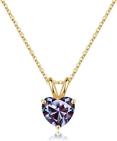 Heart Birthstone Necklace for Women Mom, 1ct Natural or Created Classic Solitaire Heart Cut Sparkle Birthstone Charms 18K White Yellow Rose Gold Plated S925 Sterling Silver Birthstone Jewelry Gifts in Kuwait