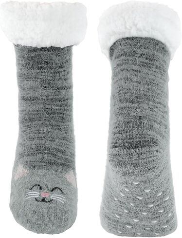 Junely Slipper Socks for Women with Grippers Non Slip Fuzzy Grip Winter Warm Cozy Thick Comfy Soft Fleece Cabin Socks in Saudi Arabia