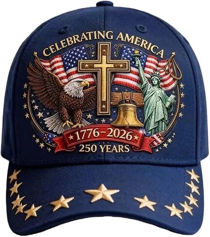 Eagle & Liberty & Cross Commemorative Cap，United States 250th Anniversary Hat，Adjustable Patriotic Baseball Cap in Saudi Arabia