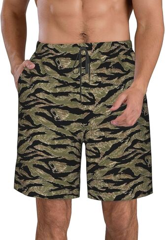 Limpac Tiger Stripe Camo Men's Swim Trunks Quick Dry Shorts for Beach, Board, Casual, Summer Wear - Hawaiian Bathing Suit in Saudi Arabia