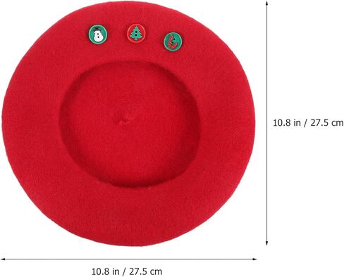 Baluue Christmas Beret Hat Women Wool Warm Beret for Party Stylish Japanese Art in Red Festive Button Accessory in Saudi Arabia