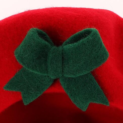 ARTIBETTER قبعة بيريه عيد الميلاد للنساء وقبعة بيريه دافئة من الصوف مع عقدة أنيقة وقبعة فنان للعطلات لفصل الشتاء باللون الأحمر in Saudi Arabia
