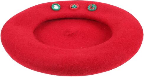 SUPVOX Christmas Beret Hat Women’s Wool Blend Warm Decorative Beret for Ladies Holiday Party Red Winter Cap Festive Button Accessory in Saudi Arabia