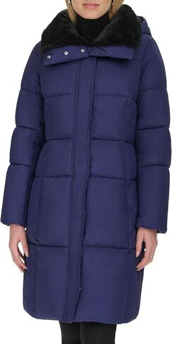 Cole Haan Women's Shimmer Nylon Faux Rabbit Lined Collar Quilted Jacket in Saudi Arabia