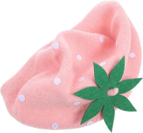 NOLITOY Pink Wool Beret Hat for Women, French-Inspired Berry Mushroom Painter Cap, Adult Size 56-58cm, Autumn Winter Party and Cosplay Accessory in Saudi Arabia
