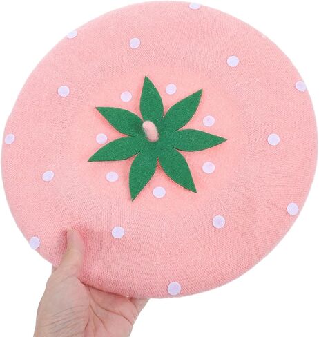 NOLITOY Pink Wool Beret Hat for Women, French-Inspired Berry Mushroom Painter Cap, Adult Size 56-58cm, Autumn Winter Party and Cosplay Accessory in Saudi Arabia