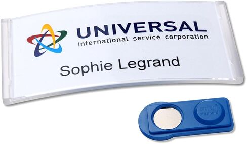 Badgepoint polar35 Name Badges (80 x 34 mm, 10 Signs with Magnet, Twist-Proof, with Print Sheet for Name Cards and Templates for Printing, Magnetic Name Tags for Clothes), Matte Stainless Steel in Saudi Arabia