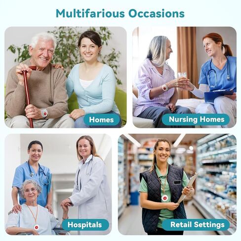 WiFi Caregiver Pager Life Alert Systems for Seniors No Monthly Fee App Control Medical Alert Systems for Seniors, 1Waterproof Call Button+ 1Watch Button 1Receiver(Only Supports 2.4GHz Wi-Fi) in Saudi Arabia