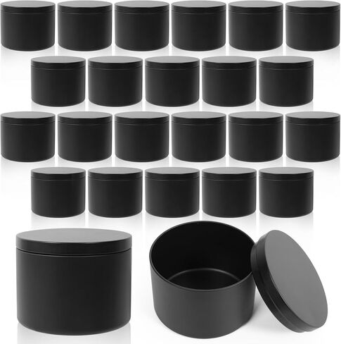 24 Pack Candle Tins - 24pcs 4oz Matte Black Candles Jars with Lids, Bulk Empty Candle Containers for Making Diy Candles Supplies Accessories in Saudi Arabia