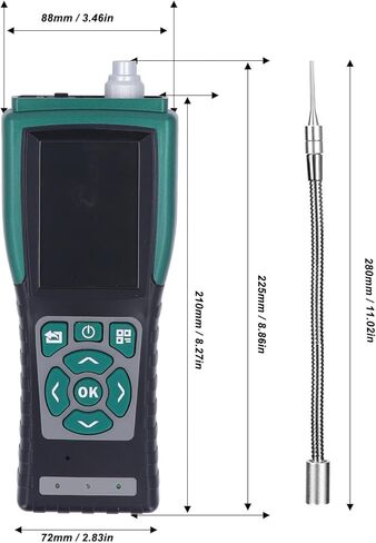 Srliya Gas Concentration Detector, 3.5 Inch Color Display Handheld Portable Gas Analyzer with USB Data Export for CO O2 H2S Ex Detection in Saudi Arabia