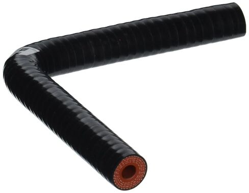 HPS HTSEC90-032-BLK خرطوم توصيل الكوع المقوى بأربع طبقات من السيليكون بدرجة حرارة عالية 90 درجة، الحد الأقصى للضغط 100 رطل لكل بوصة مربعة، طول الساق 4 بوصات على كل جانب، معرف 1/3 بوصة، أسود in Kuwait