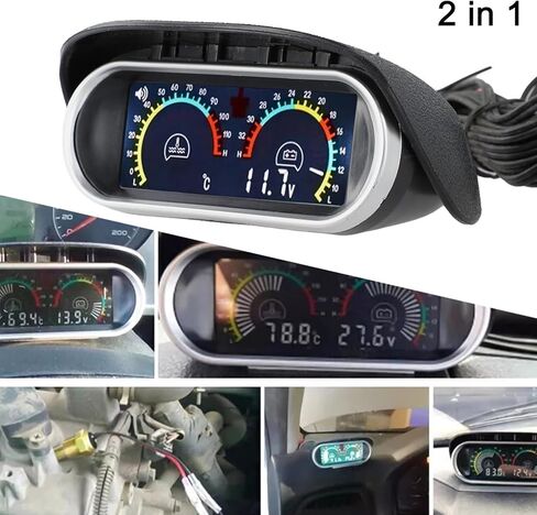 مقياس درجة حرارة الزيت 2 في 1 LCD مقياس درجة حرارة الماء للسيارة مع إنذار الفولتميتر، مستشعر 10 مم، مناسب للسيارات والشاحنات 12 فولت-24 فولت in Saudi Arabia
