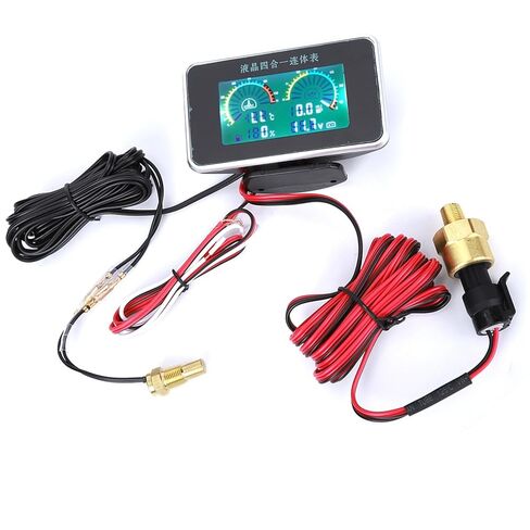 شاشة LCD رقمية للسيارة 4 في 1 من Srliya، مقياس الفولتميتر للوقود ودرجة حرارة الماء ومقياس ضغط الزيت، مع وظيفة مضادة للاهتزاز وإعداد سريع، لتطبيق واسع للمركبات DC 9V 36V in Kuwait