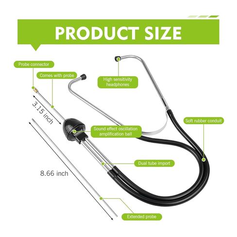 Professional Car Mechanic Stethoscope, Sensitive Engine Cylinder Diagnostic Tool with Metal Probe, Universal for Car Truck SUV Motorcycle RV (Black) in Kuwait