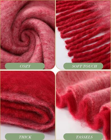 Winter Scarf for Women - Mohair Winter Scarf 91"×16", Soft Warm Scarves for Women/Men, Soft Chunky Cashmere Scarfs in Kuwait