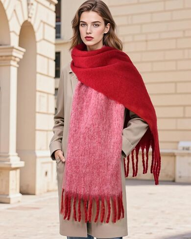Winter Scarf for Women - Mohair Winter Scarf 91"×16", Soft Warm Scarves for Women/Men, Soft Chunky Cashmere Scarfs in Kuwait