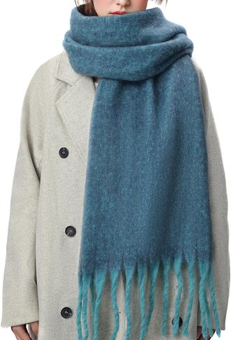 Winter Scarf for Women - Mohair Winter Scarf 91"×16", Soft Warm Scarves for Women/Men, Soft Chunky Cashmere Scarfs in Kuwait