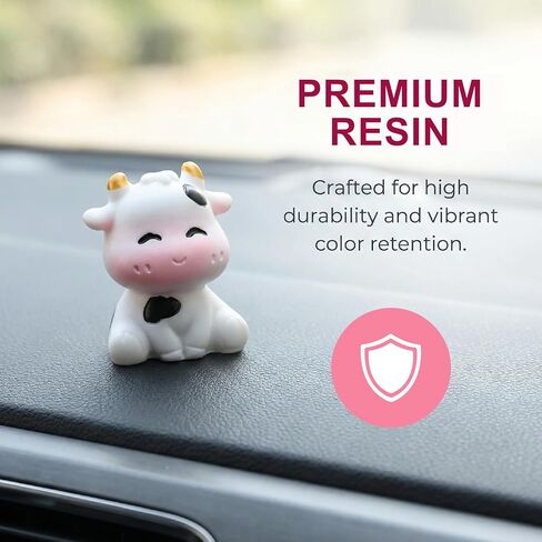 6pcs Mini Cow Car Dashboard Decor, 6 Styles Cute Cow Print Car Accessories, Playful Cows Rear View Mirror Ornaments Decorations for Offices, Home in Kuwait