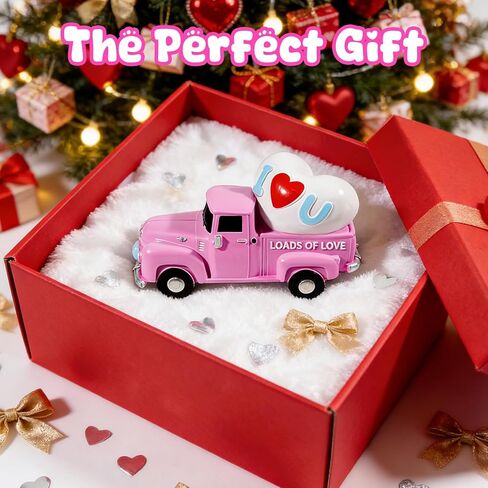 Wowagoga Valentine's Day Resin Truck - 4.5 Inch Mini Pink Heart-Shaped Figurine with Light up Romantic Tabletop Display for Couples and Home Decor in Saudi Arabia