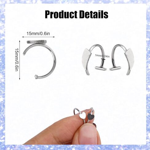 16pcs Fake Lip Rings Set, Stainless Steel Non-Piercing Lip Cuff Adjustable Vampire Teeth Clip-on Jewelry for Women & Men (Silver) in Saudi Arabia
