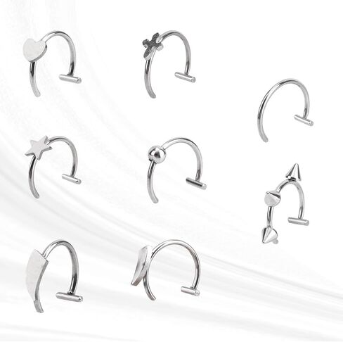 16pcs Fake Lip Rings Set, Stainless Steel Non-Piercing Lip Cuff Adjustable Vampire Teeth Clip-on Jewelry for Women & Men (Silver) in Saudi Arabia