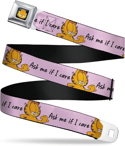Garfield Belt, Seatbelt Buckle Belt, Garfield Ask Me If I Care Pose Pink, Adjustable in Saudi Arabia