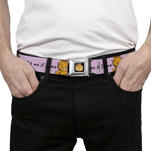 Garfield Belt, Seatbelt Buckle Belt, Garfield Ask Me If I Care Pose Pink, Adjustable in Saudi Arabia